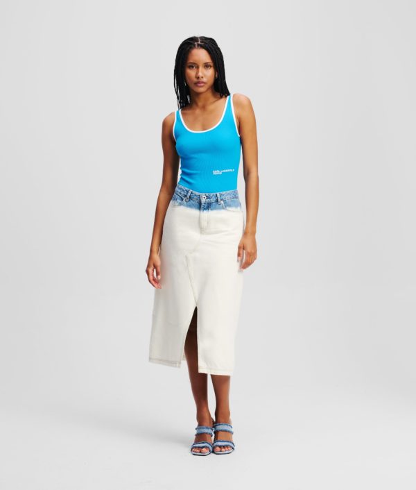 Karl Lagerfeld, Jupe Midi En Denim Effet Ombré, Femme, Bleu Ombre, Taille: XXS