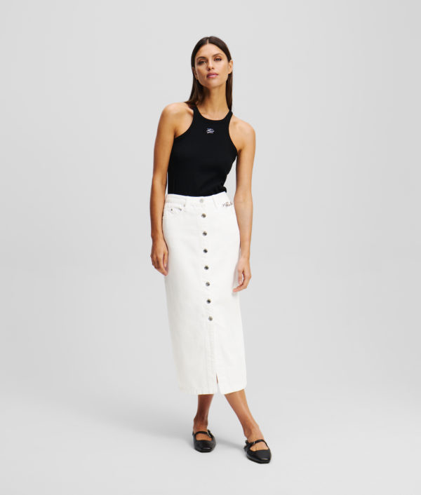 Karl Lagerfeld, Jupe En Denim Boutonnée, Femme, Denim Blanc, Taille: XXS