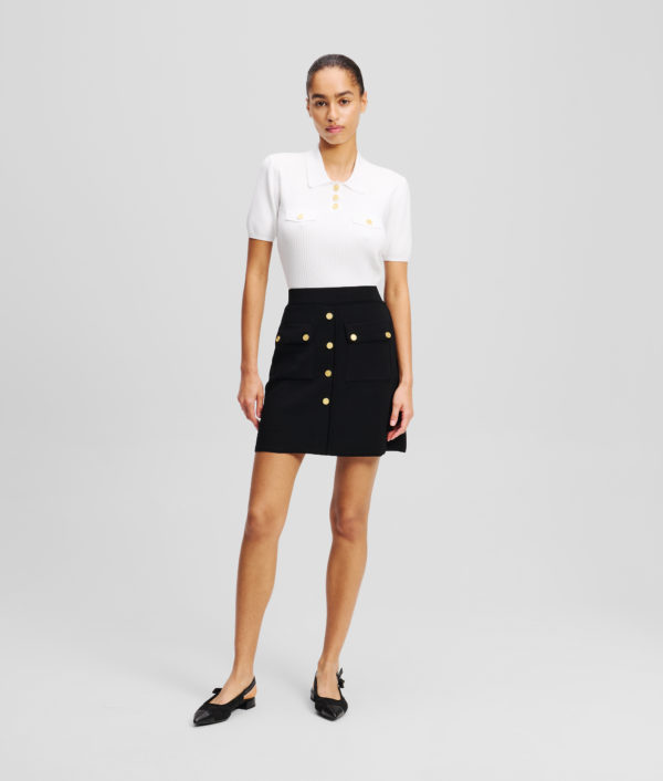 Karl Lagerfeld, Jupe À Boutons, Femme, Noir, Taille: XXXL