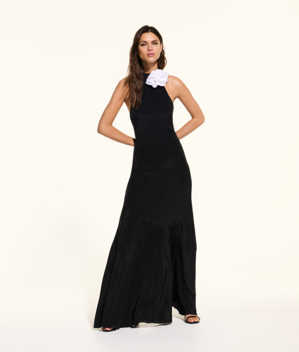 Karl Lagerfeld, Robe Longue En Soie Kl Studio, Femme, Noir, Taille: X48