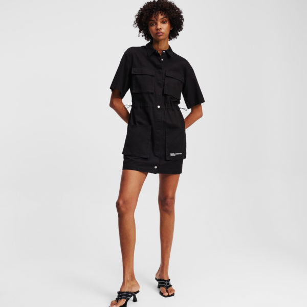 Karl Lagerfeld, Robe Chemise Utilitaire, Femme, Noir, Taille: XXS