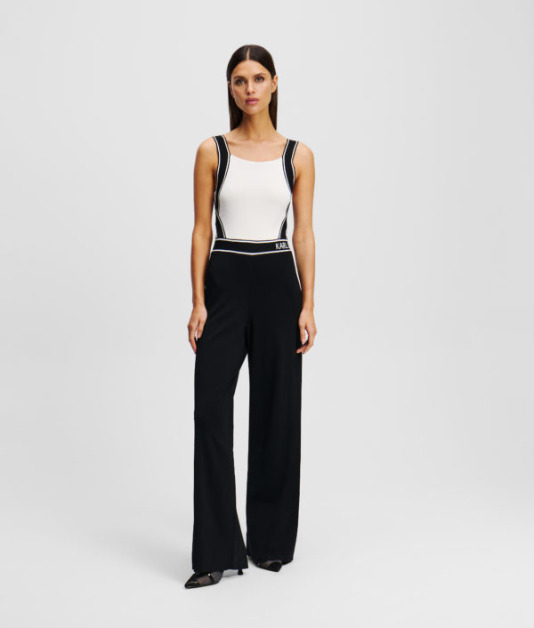 Karl Lagerfeld, Combinaison Tricotée Avec Logo Karl, Femme, Blanc/Noir, Taille: XXXL