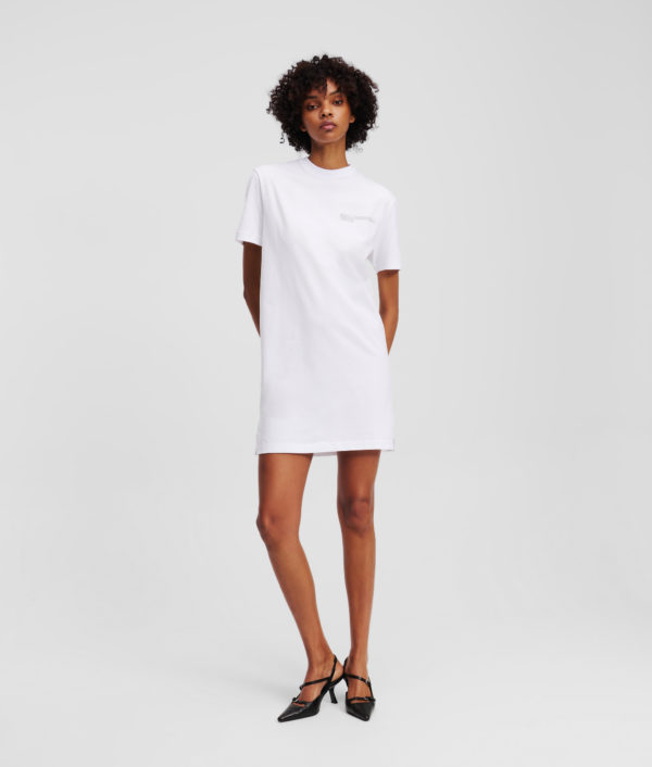 Karl Lagerfeld, Robe T-shirt Avec Logo Klj, Femme, Blanc, Taille: XXS
