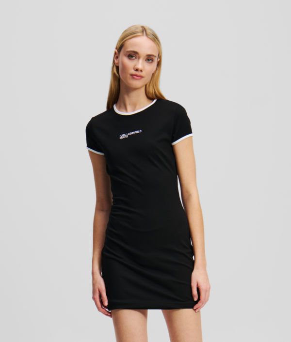 Karl Lagerfeld, Robe T-shirt Ajustée Avec Logo Klj, Femme, Noir, Taille: XXS