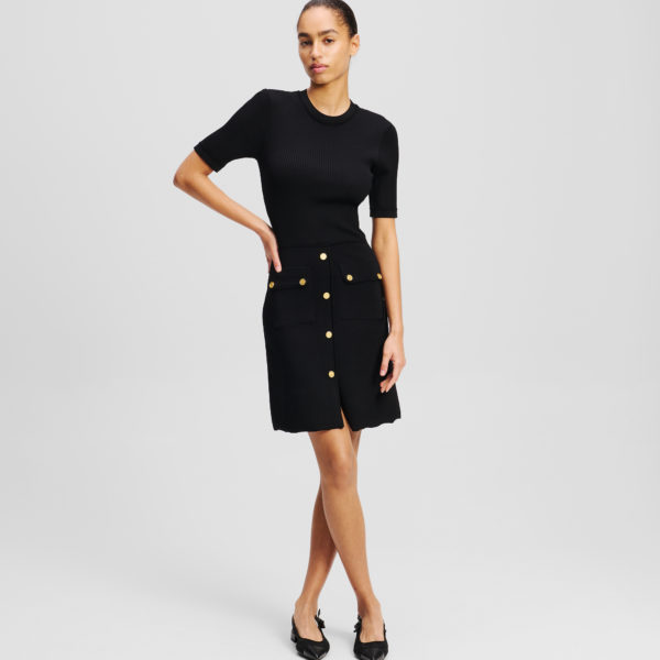 Karl Lagerfeld, Robe Avec Boutons, Femme, Noir, Taille: XXXL