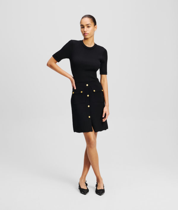 Karl Lagerfeld, Robe Avec Boutons, Femme, Noir, Taille: XXXL