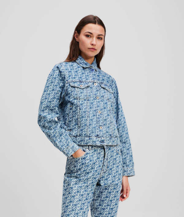 Karl Lagerfeld, Veste En Jean Avec Le Monogramme Klj, Femme, Monogramme bleu, Taille: XXS