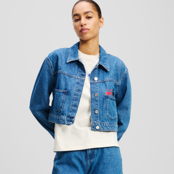 Karl Lagerfeld, Veste Denim Ikon, Femme, Denim Bleu Clair, Taille: XXS