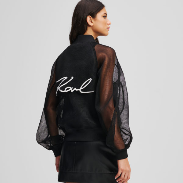 Karl Lagerfeld, Blouson Bombardier En Tricot, Femme, Noir, Taille: XXS