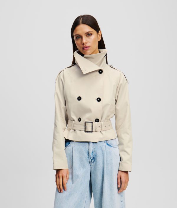 Karl Lagerfeld, Veste Courte En Sergé De Coton, Femme, Ciment, Taille: X48