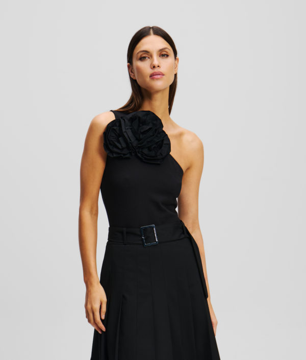 Karl Lagerfeld, Body Floral Mono-épaule, Femme, Noir, Taille: XXXL