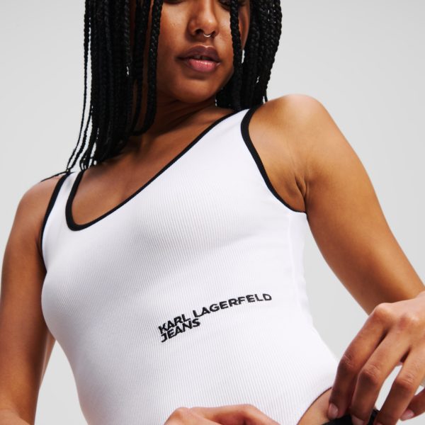 Karl Lagerfeld, Body Côtelé, Femme, Blanc, Taille: XXS