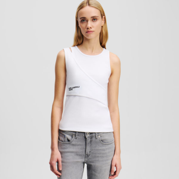 Karl Lagerfeld, Débardeur Côtelé, Femme, Blanc, Taille: XXS
