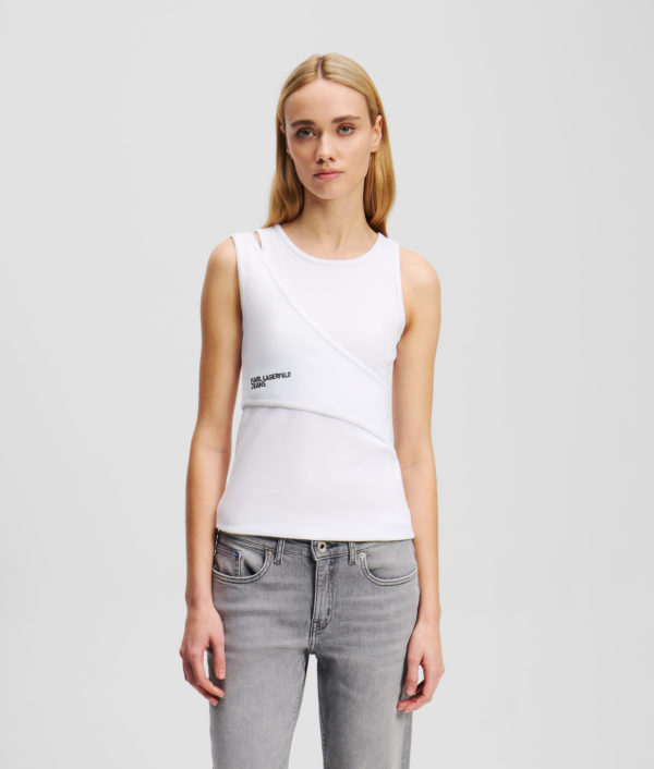 Karl Lagerfeld, Débardeur Côtelé, Femme, Blanc, Taille: XXS