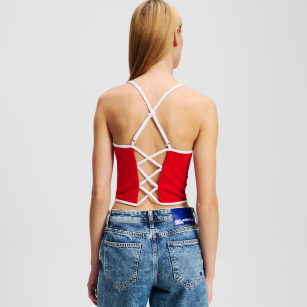 Karl Lagerfeld, Haut À Bretelles Avec Détail Passepoil, Femme, Poinciana, Taille: XXS