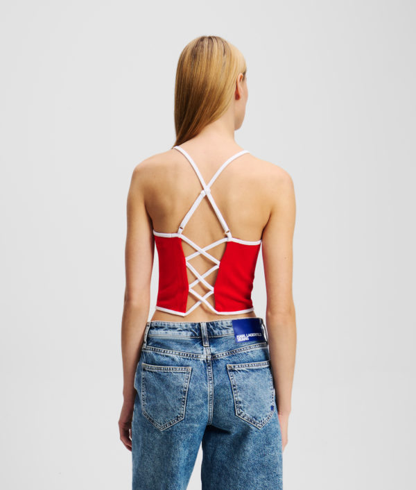 Karl Lagerfeld, Haut À Bretelles Avec Détail Passepoil, Femme, Poinciana, Taille: XXS