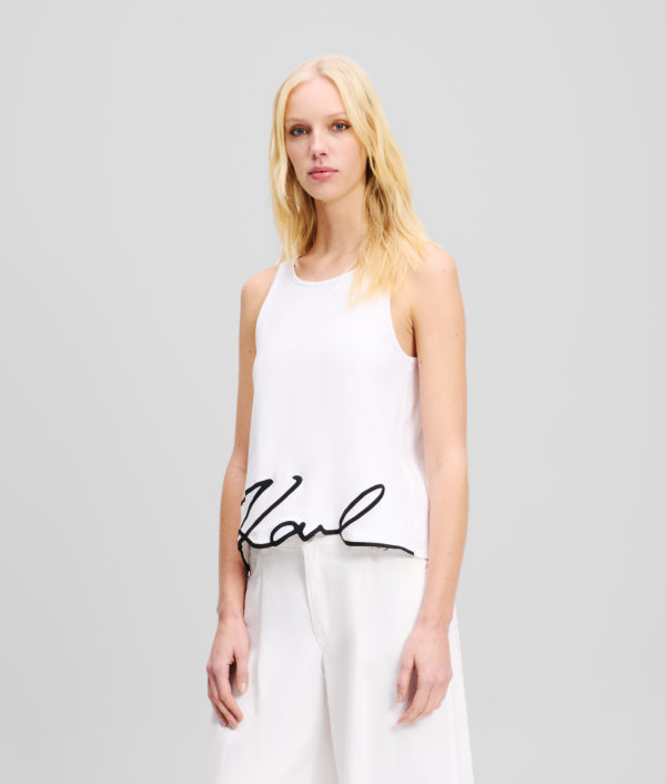Karl Lagerfeld, Débardeur À Ourlet Karl Signature, Femme, Blanc, Taille: XXXL