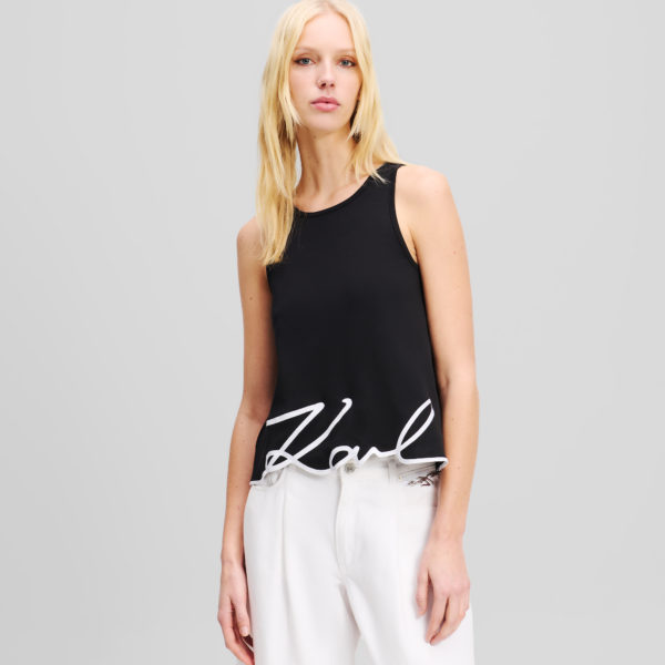 Karl Lagerfeld, Débardeur À Ourlet Karl Signature, Femme, Noir, Taille: XXXL