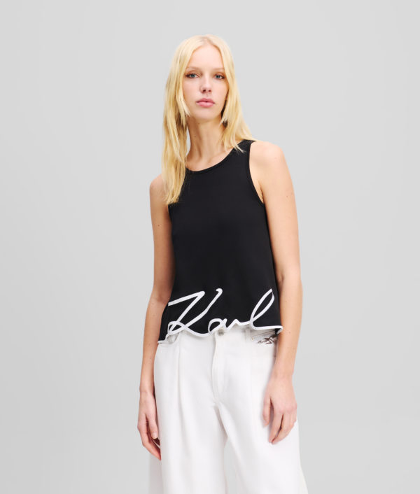 Karl Lagerfeld, Débardeur À Ourlet Karl Signature, Femme, Noir, Taille: XXXL