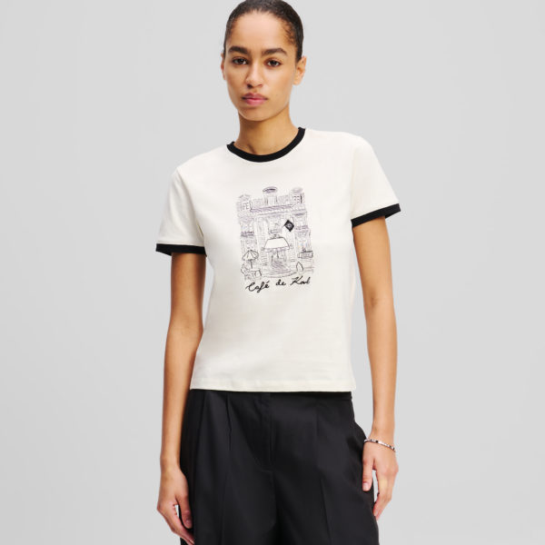 Karl Lagerfeld, T-shirt Slim Kl X Jorge Parra, Femme, Crème Cannoli, Taille: XXXL
