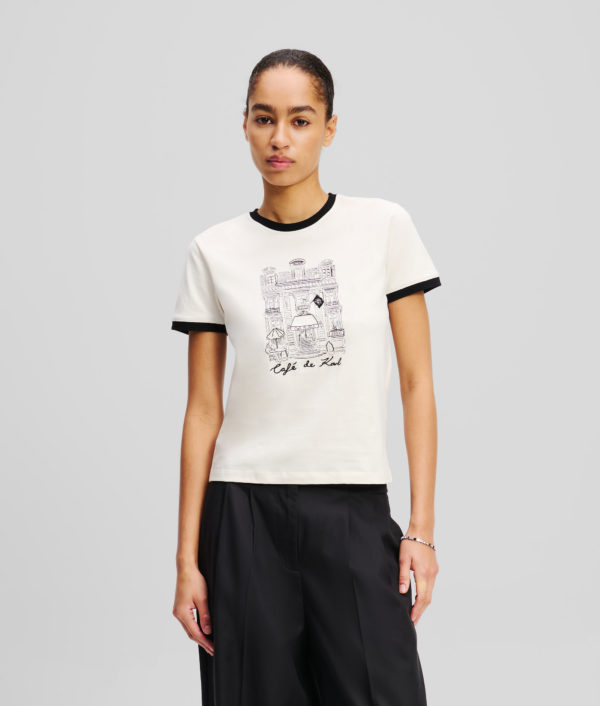 Karl Lagerfeld, T-shirt Slim Kl X Jorge Parra, Femme, Crème Cannoli, Taille: XXXL