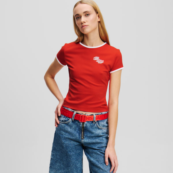Karl Lagerfeld, T-shirt À Manches Courtes, Femme, Poinciana, Taille: XXS