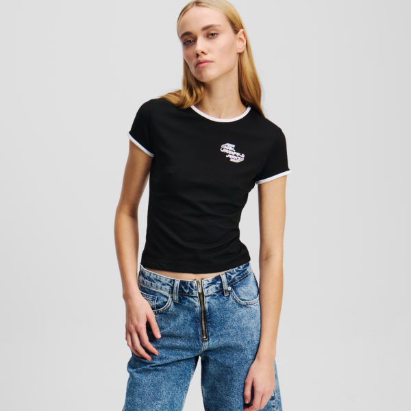 Karl Lagerfeld, T-shirt À Manches Courtes, Femme, Noir, Taille: XXS