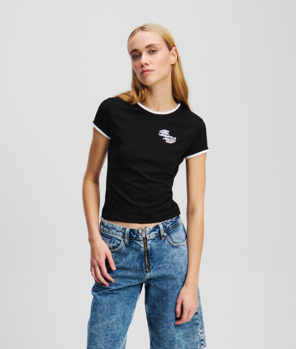 Karl Lagerfeld, T-shirt À Manches Courtes, Femme, Noir, Taille: XXS