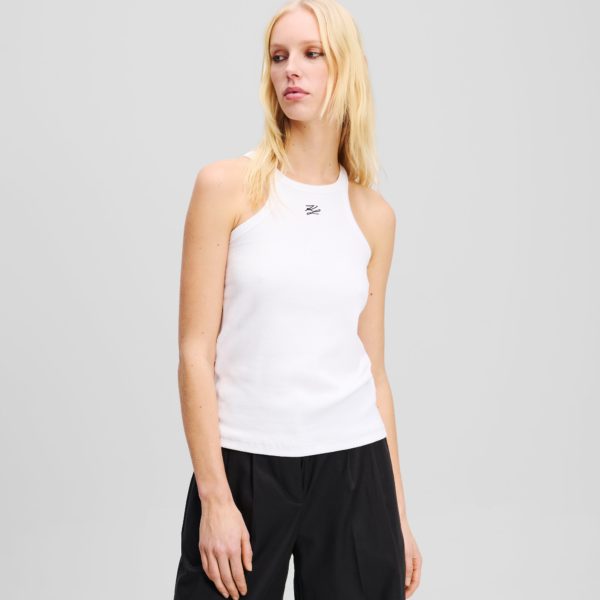 Karl Lagerfeld, Débardeur Karl Signature, Femme, Blanc, Taille: XXXL