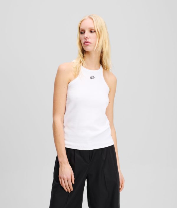 Karl Lagerfeld, Débardeur Karl Signature, Femme, Blanc, Taille: XXXL