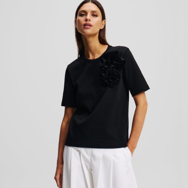 Karl Lagerfeld, T-shirt Motif À Fleurs, Femme, Noir, Taille: XXXL