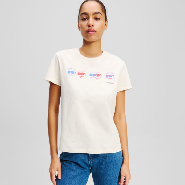 Karl Lagerfeld, T-shirt Ikon Aux Couleurs Vives, Femme, Crème Cannoli, Taille: XXXL