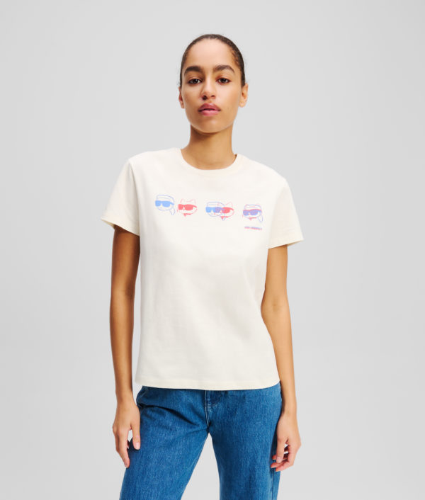 Karl Lagerfeld, T-shirt Ikon Aux Couleurs Vives, Femme, Crème Cannoli, Taille: XXXL