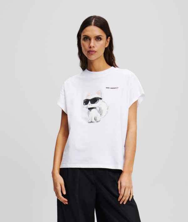 Karl Lagerfeld, T-shirt Oversize Ikon Choupette, Femme, Blanc, Taille: XXXL