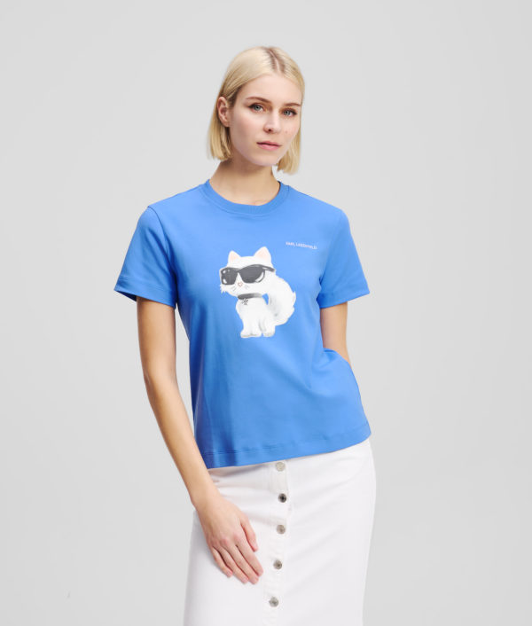 Karl Lagerfeld, Ikon Choupette Aquarelle T-shirt, Femme, Ultramarine, Taille: XXXL