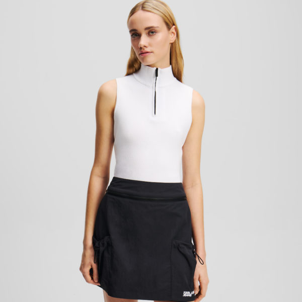 Karl Lagerfeld, Top Tricoté Sans Manches, Femme, Blanc, Taille: XXS