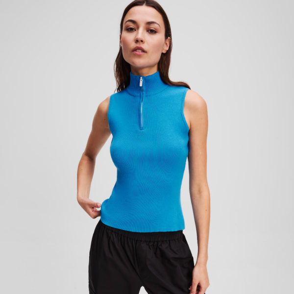 Karl Lagerfeld, Top Tricoté Sans Manches, Femme, Blithe, Taille: XXS