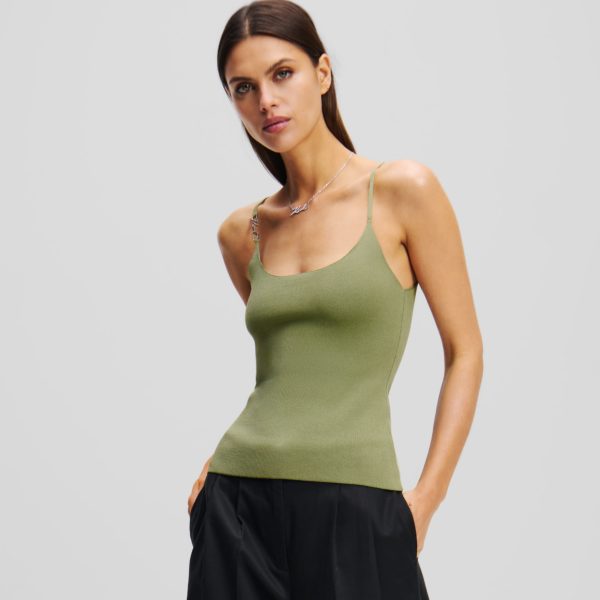 Karl Lagerfeld, Débardeur En Tricot, Femme, Vert d'huile, Taille: XXXL