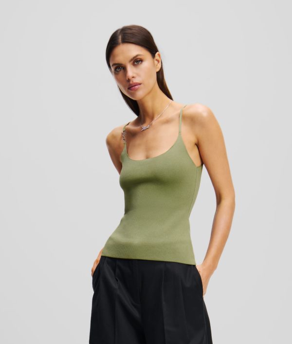 Karl Lagerfeld, Débardeur En Tricot, Femme, Vert d'huile, Taille: XXXL