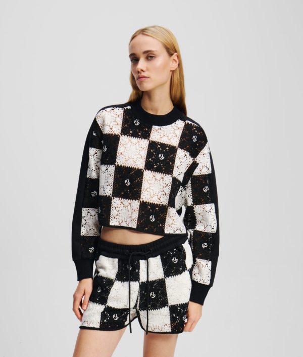 Karl Lagerfeld, Pull En Crochet, Femme, Noir/Blanc, Taille: XXXL