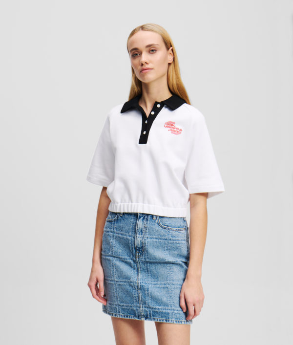Karl Lagerfeld, Polo Cropped, Femme, Blanc, Taille: XXS