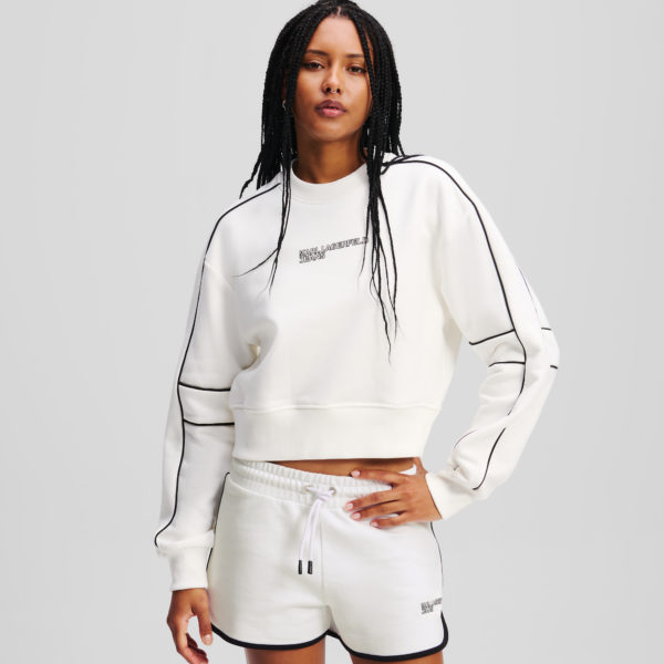 Karl Lagerfeld, Sweat-shirt Cropped Décontracté, Femme, Blanc, Taille: XXS