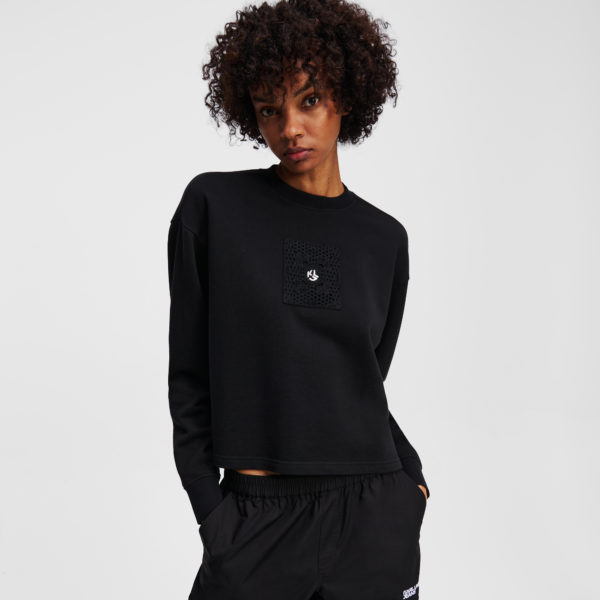 Karl Lagerfeld, Sweat-shirt En Crochet Avec Le Monogramme Klj, Femme, Noir, Taille: XXS