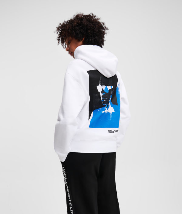 Karl Lagerfeld, Sweat À Capuche Détendu À L'effigie De Karl, Femme, Blanc, Taille: XXS