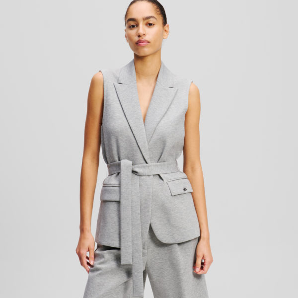Karl Lagerfeld, Gilet En Jersey Épais, Femme, Gris Chiné Clair, Taille: XXXL