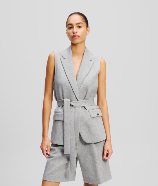 Karl Lagerfeld, Gilet En Jersey Épais, Femme, Gris Chiné Clair, Taille: XXXL