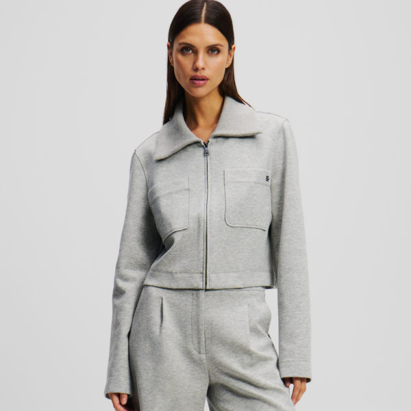 Karl Lagerfeld, Veste En Jersey Épais, Femme, Gris Chiné Clair, Taille: XXXL