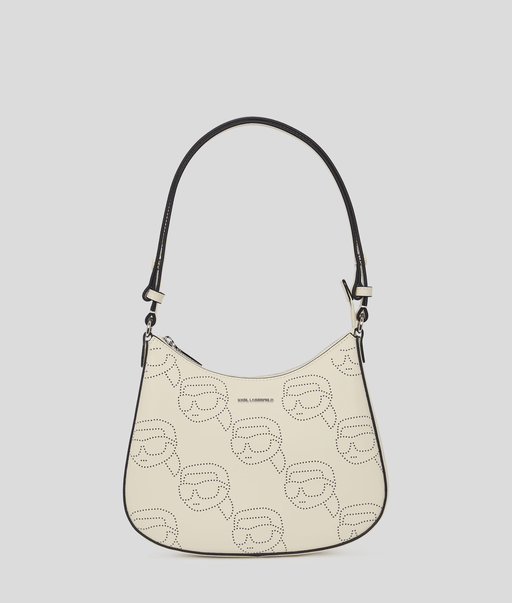 Karl Lagerfeld, Sac Porté Épaule Perforé Ikon, Femme, Blanc Cassé, Taille: X00
