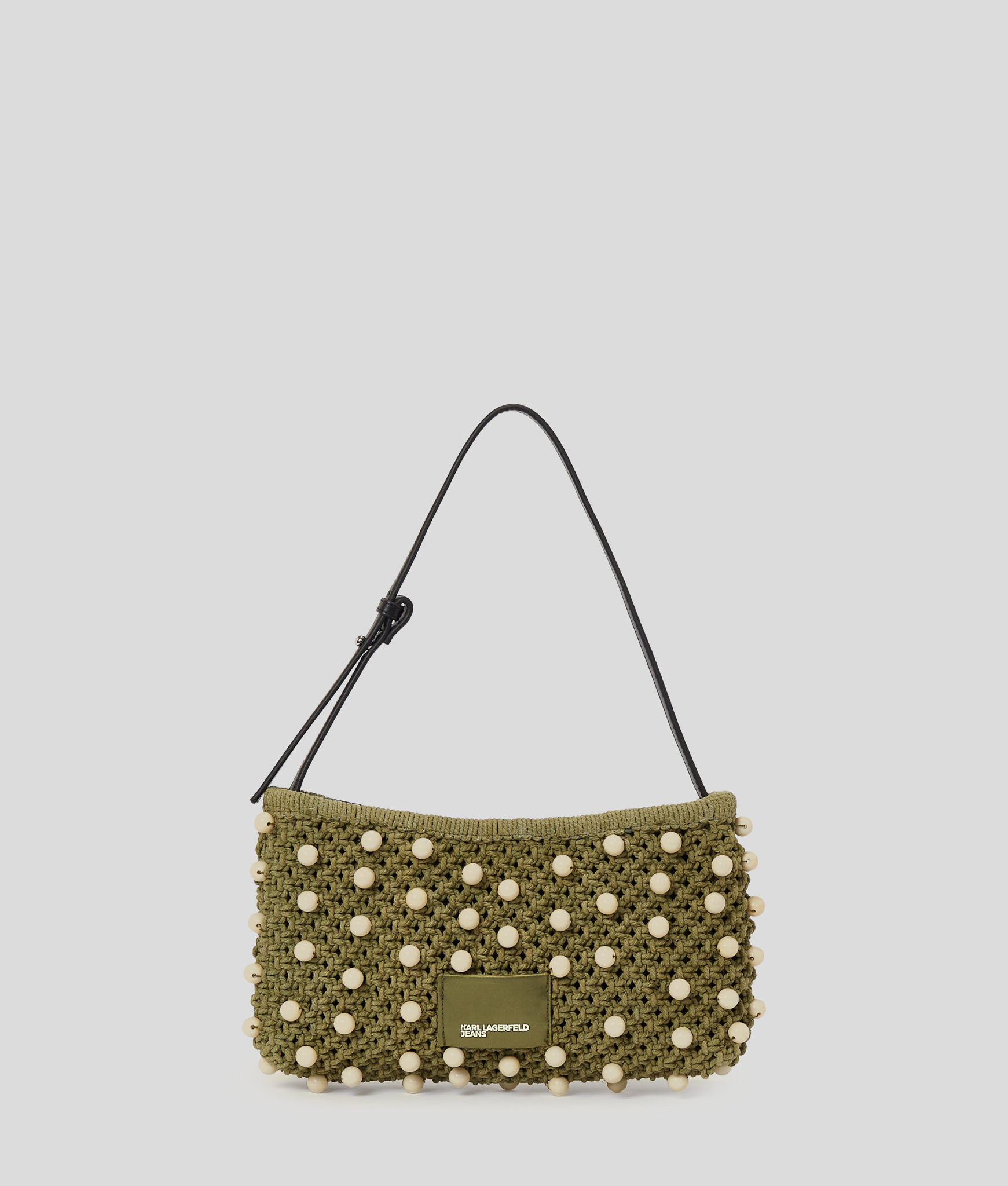 Karl Lagerfeld, Sac Porté Épaule Perlé En Crochet, Femme, Vert Olive, Taille: X00