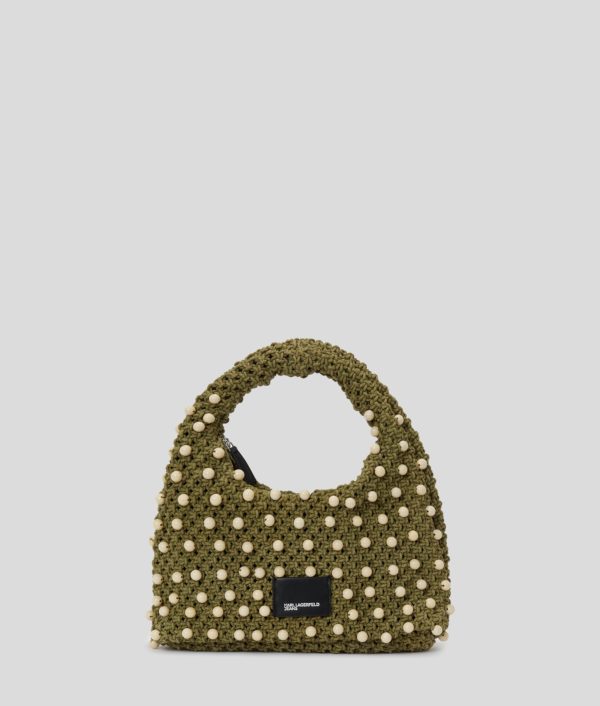 Karl Lagerfeld, Sac Avec Anse Perlé En Crochet, Femme, Vert Olive, Taille: X00